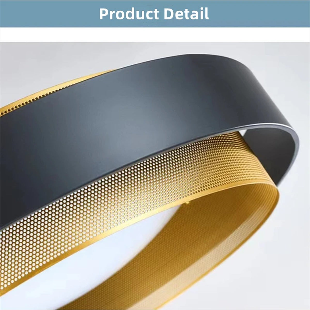 Geometric Double Ring Ceiling Light Orbeon – Brushed Gold Interior Detail