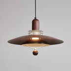Danish Wide-Brim Walnut Pendant Light – Templix – Hero Shot