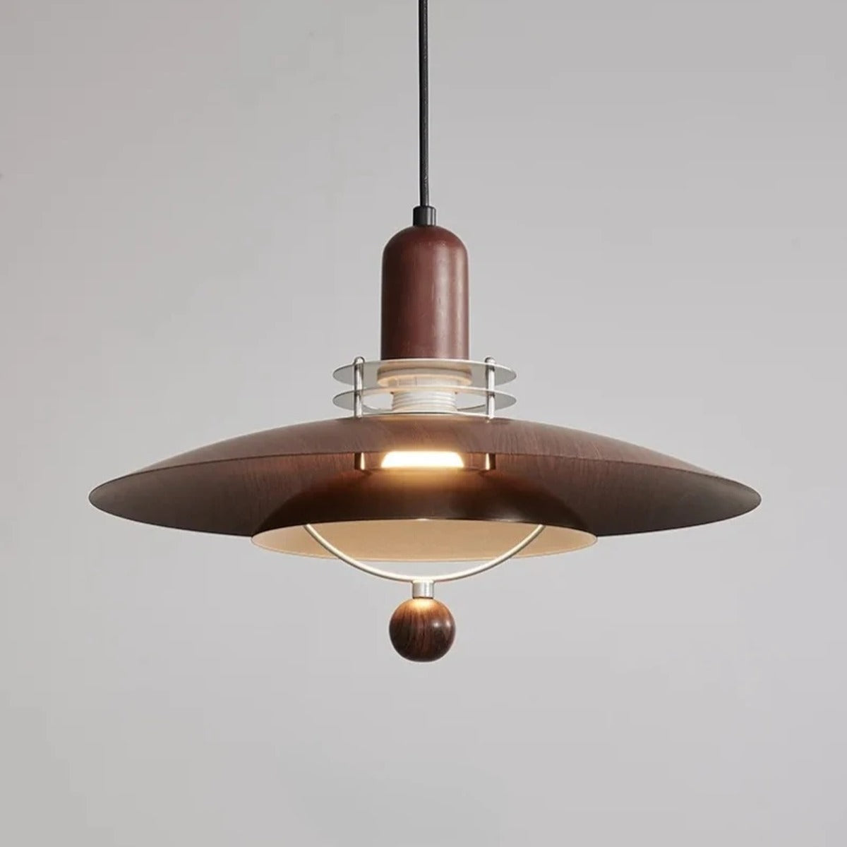 Danish Wide-Brim Walnut Pendant Light – Templix – Hero Shot