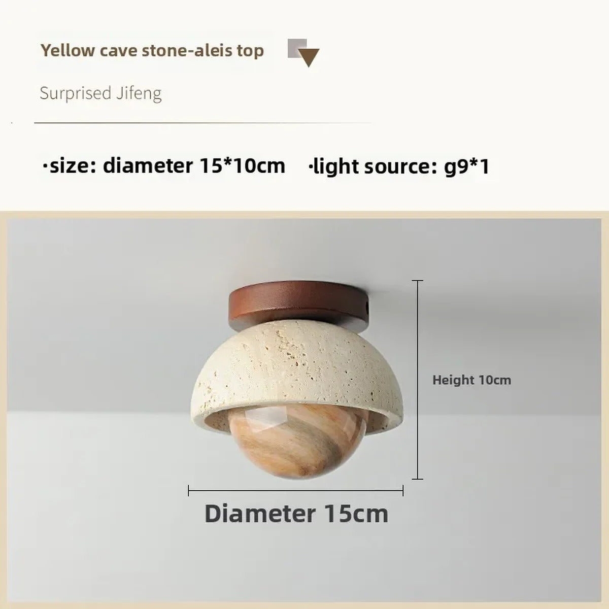 Travertine Flush Mount Ceiling Light Travonis – Saturn, Dimensions