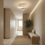 Modern Metal Arc Ceiling Light Auradex – Hallway Bench Lifestyle, White