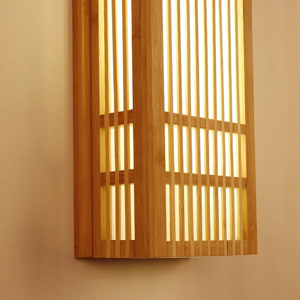 Serenox wood slat wall sconce - slat detail close-up