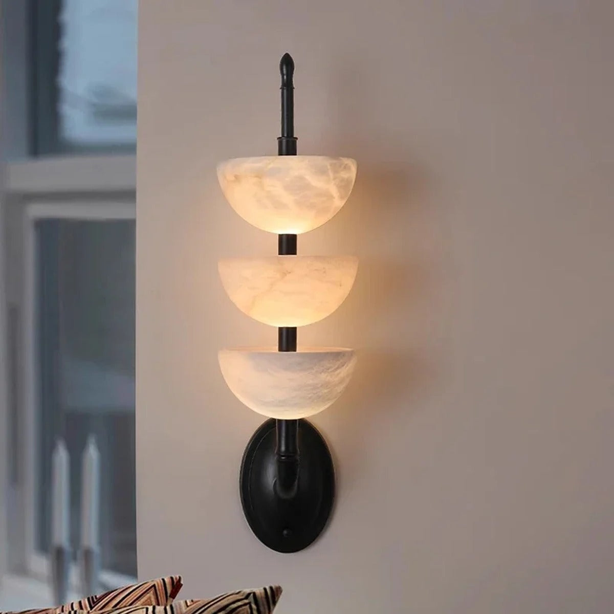 Triple Alabaster Bowl Stack Wall & Pendant Light – Kolvent – Hero Shot