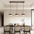 Travertine Drum Pendant Bar Light – Kevorn – Lifestyle over Dining Table