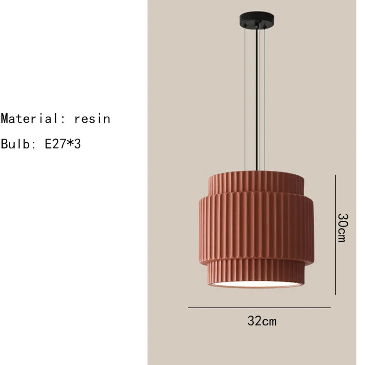 Tiered Ribbed Drum Pendant Light – Zenithral – Product Detail 16