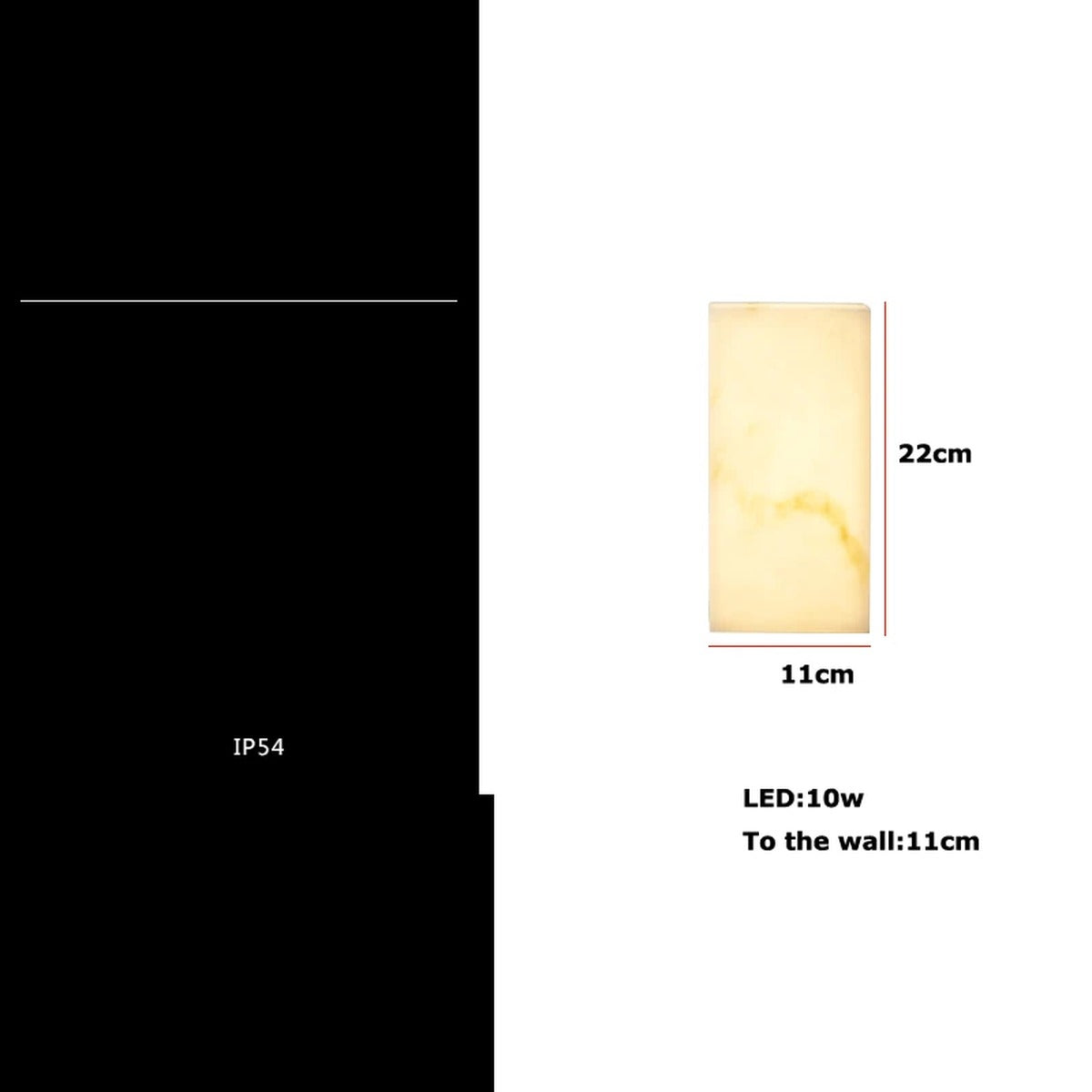 Avrexon alabaster wall sconce — 22cm dimension detail, IP54