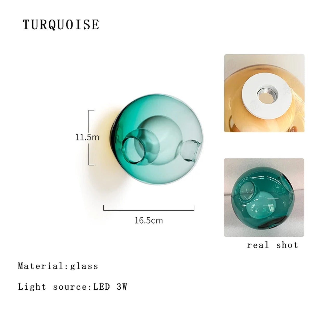 Coloured Glass Globe Wall Sconce – Chrometh – Product Detail 11