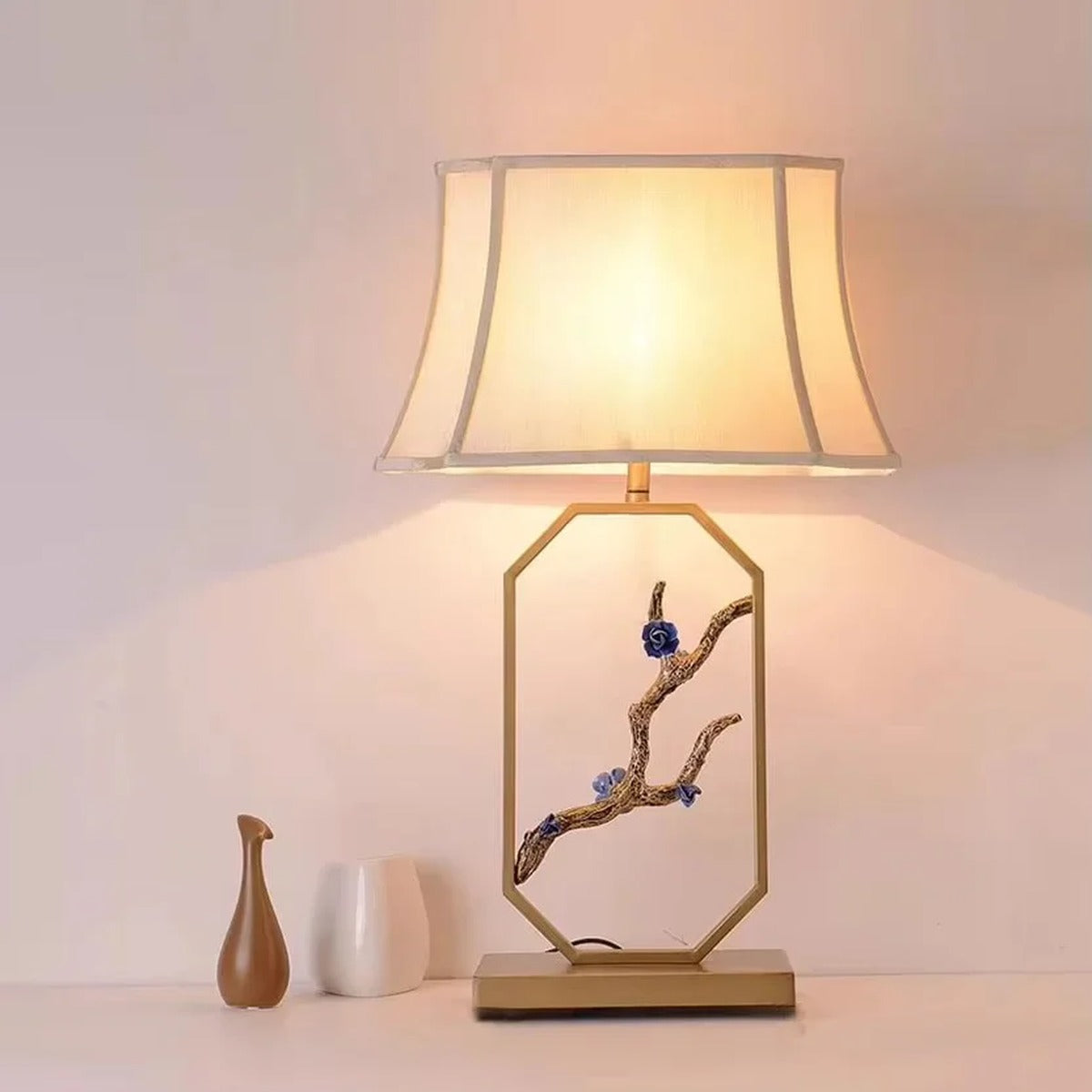Chinoiserie Floral Branch Frame Table Lamp – Quilara – Hero Shot