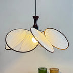 Woven Linen Petal Disc Pendant Light – Florenth – Lifestyle View 4