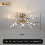 Solendra Gold 12 Heads dimension diagram, 80cm diameter