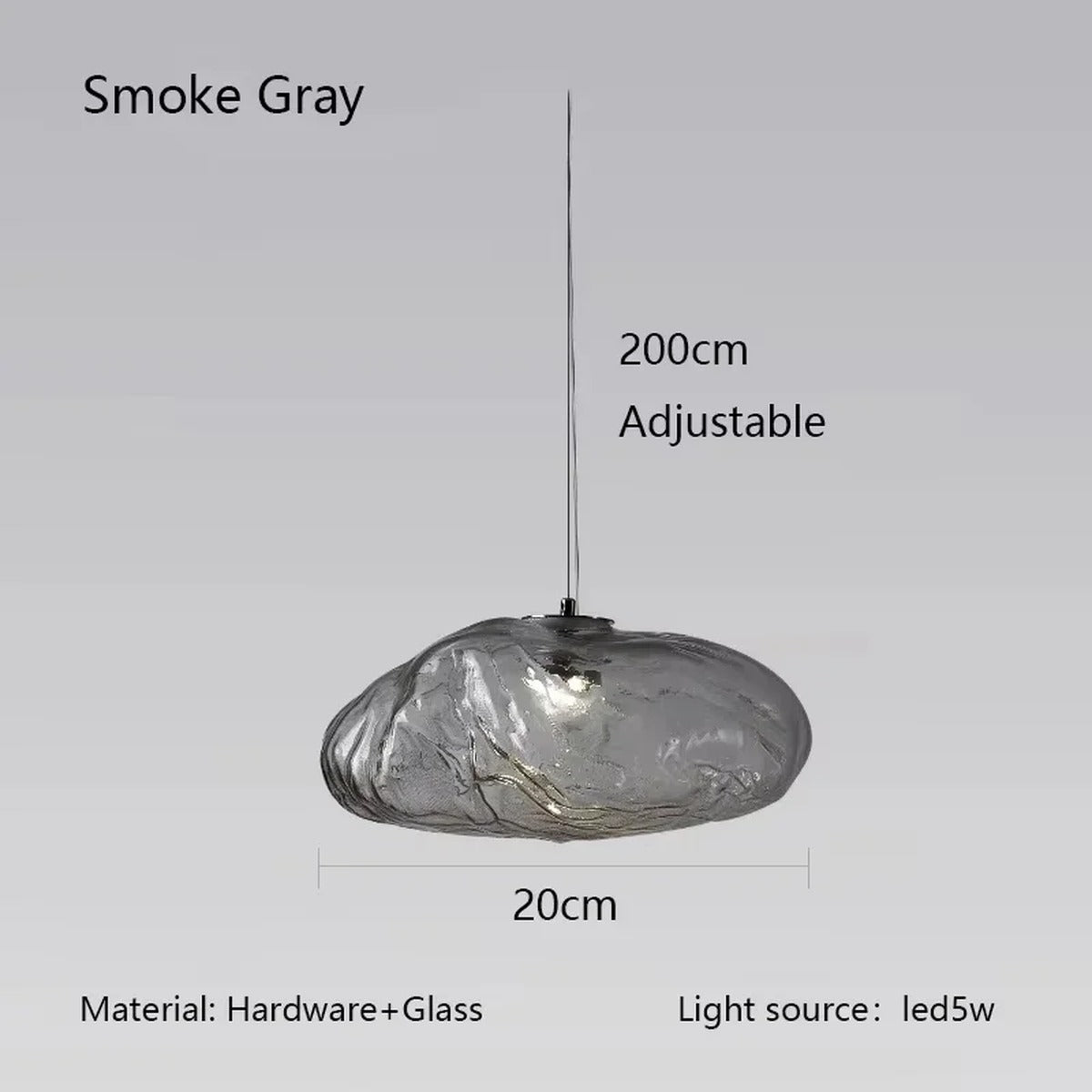 Rippled Glass Organic Pendant Light – Zolux – Product Detail 10