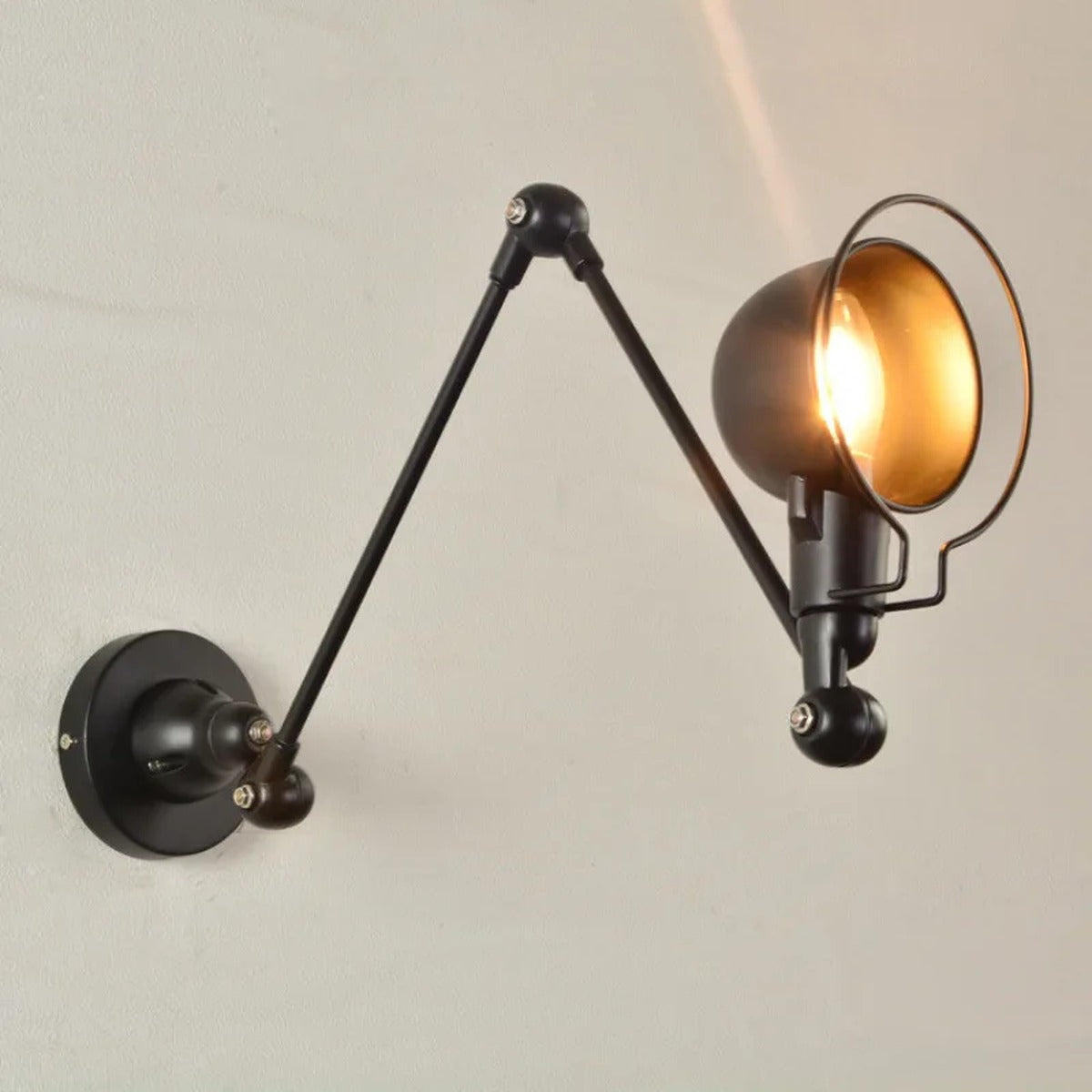 Industrial Iron Swing Arm Wall Sconce – Svrix – Lifestyle View 2