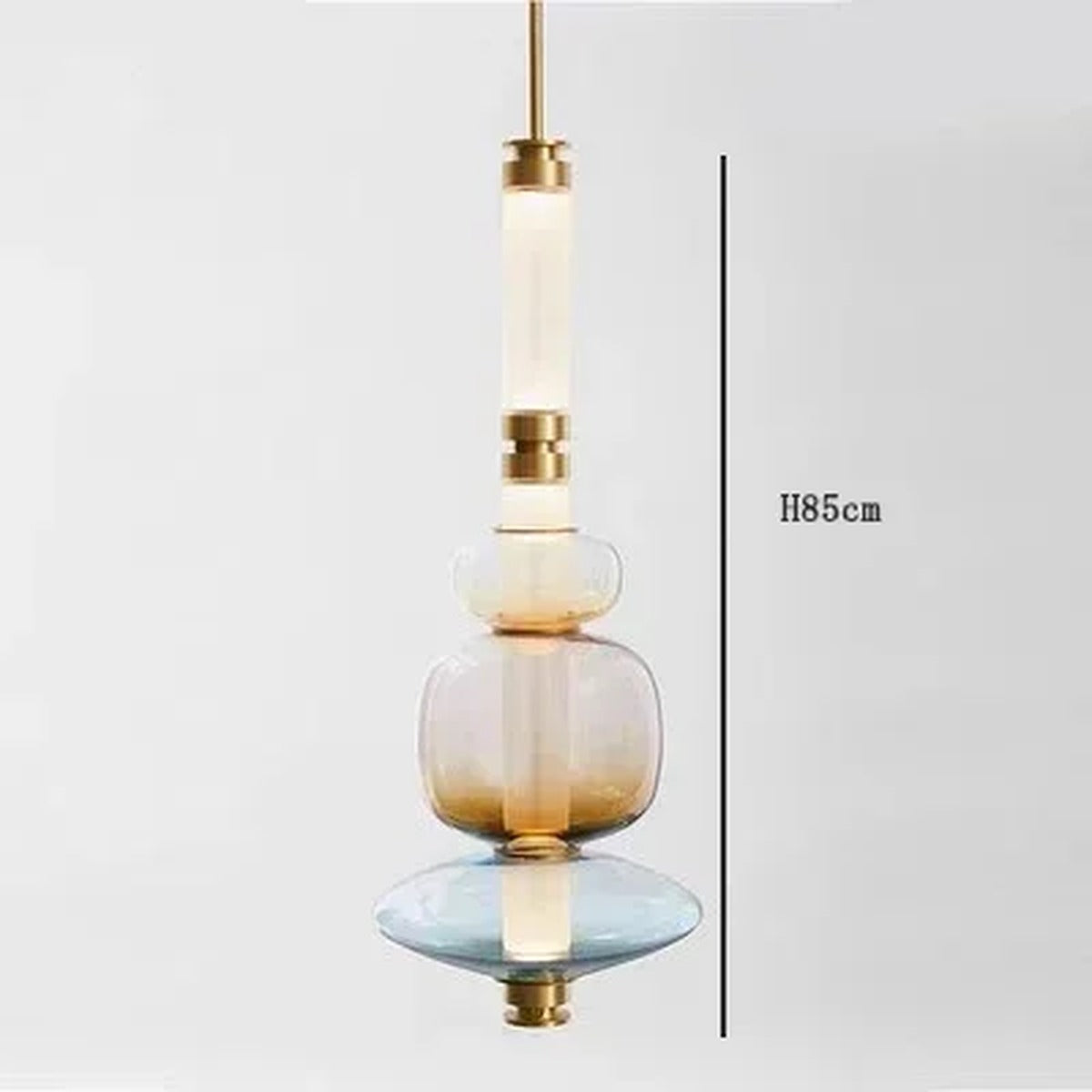 Glass Orb Linear Pendant Light Prismova — Style H — Gold, 85cm