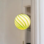 Candy-Stripe Swirl Glass Globe Pendant – Novaro – Lifestyle View 4
