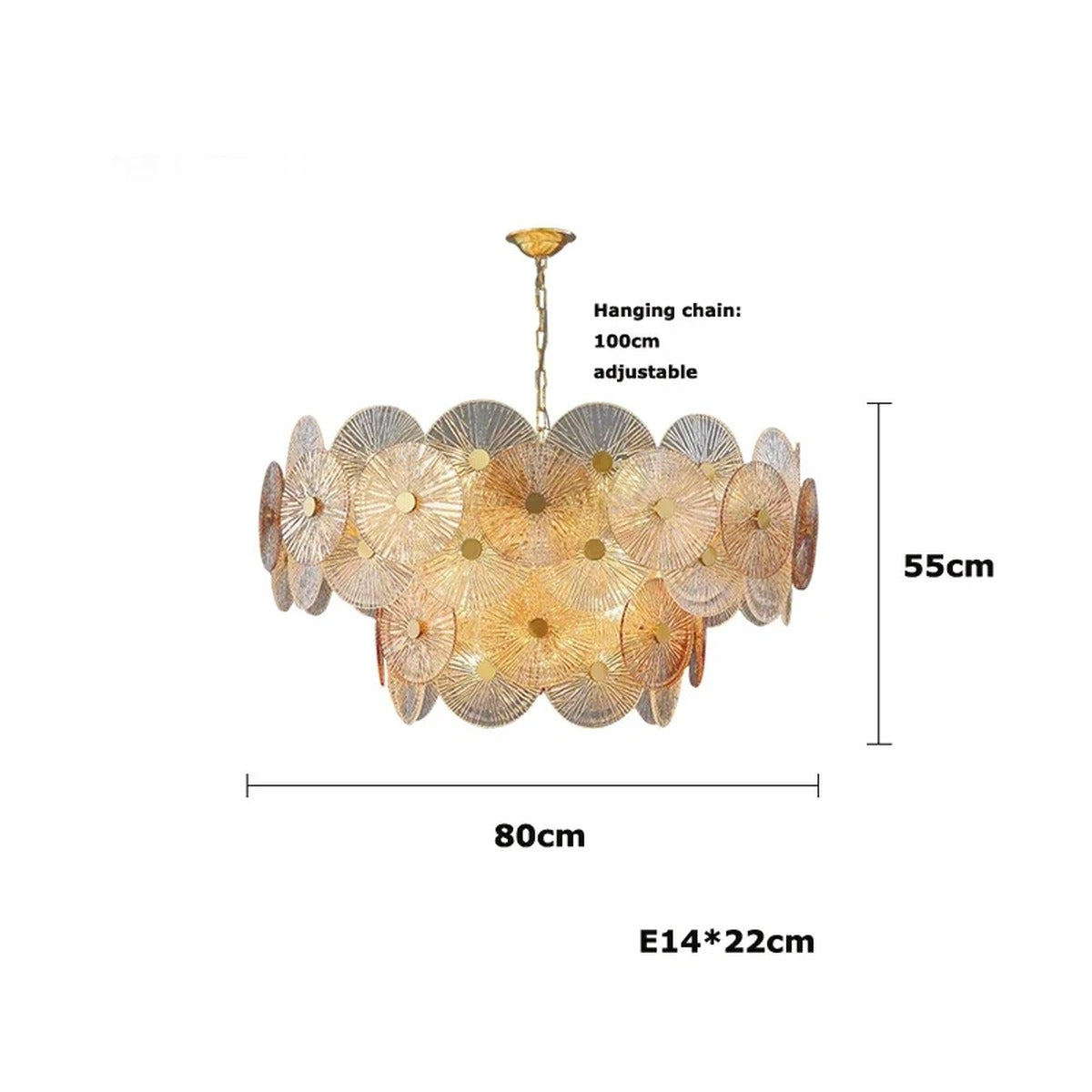 Iralux two-tier drum chandelier, 80cm diameter