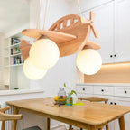 Wood Aircraft Chandelier Avirath — Natural Wood Finish, Dining Setting