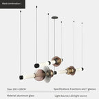 Glass Orb Linear Pendant Light Prismova — Style B — Black, 150+120cm set