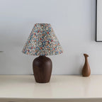 Wood-Effect Vase Base Table Lamp – Pausen – Floral Print Shade, Close-up