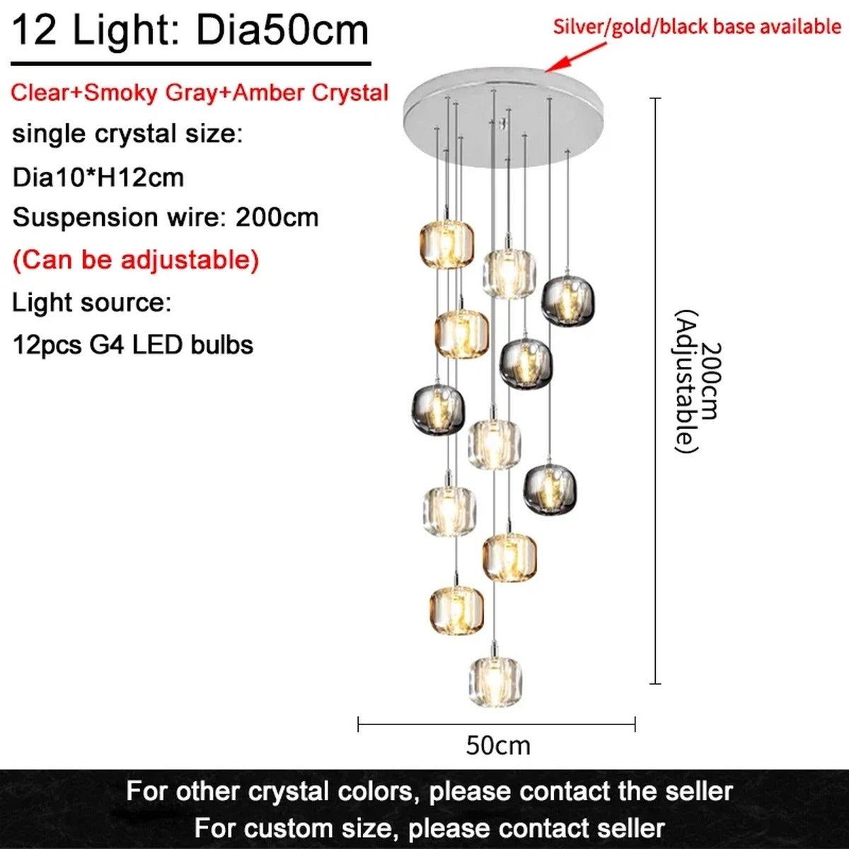Crystalline Cascade Pendant Light Harvix – Product Detail 10