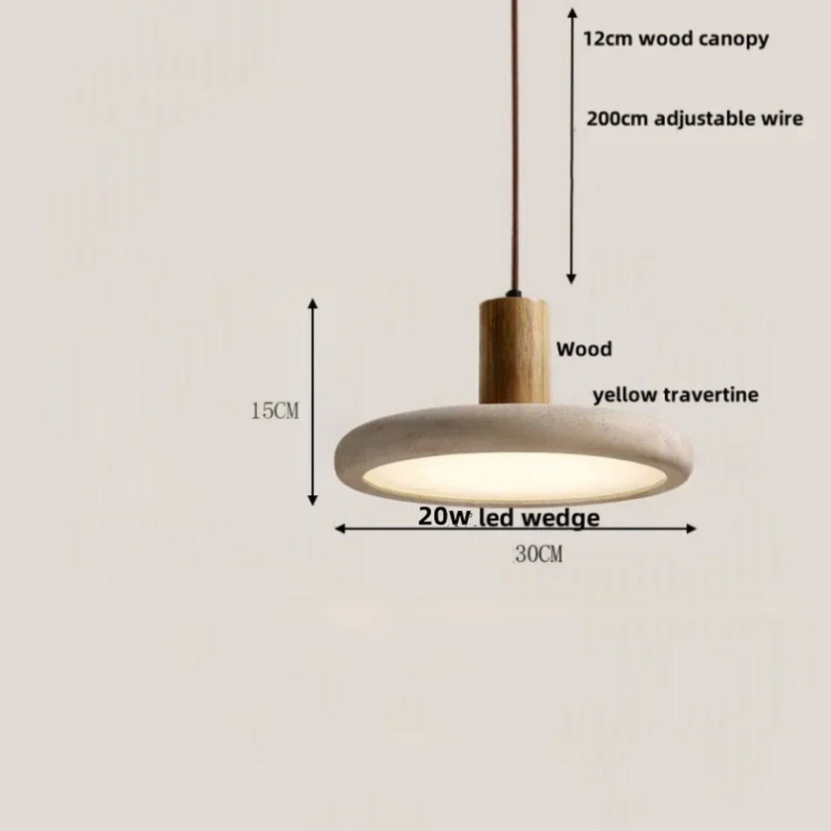 Natural Travertine Disc Pendant Light – Iaeston – Product Detail 8