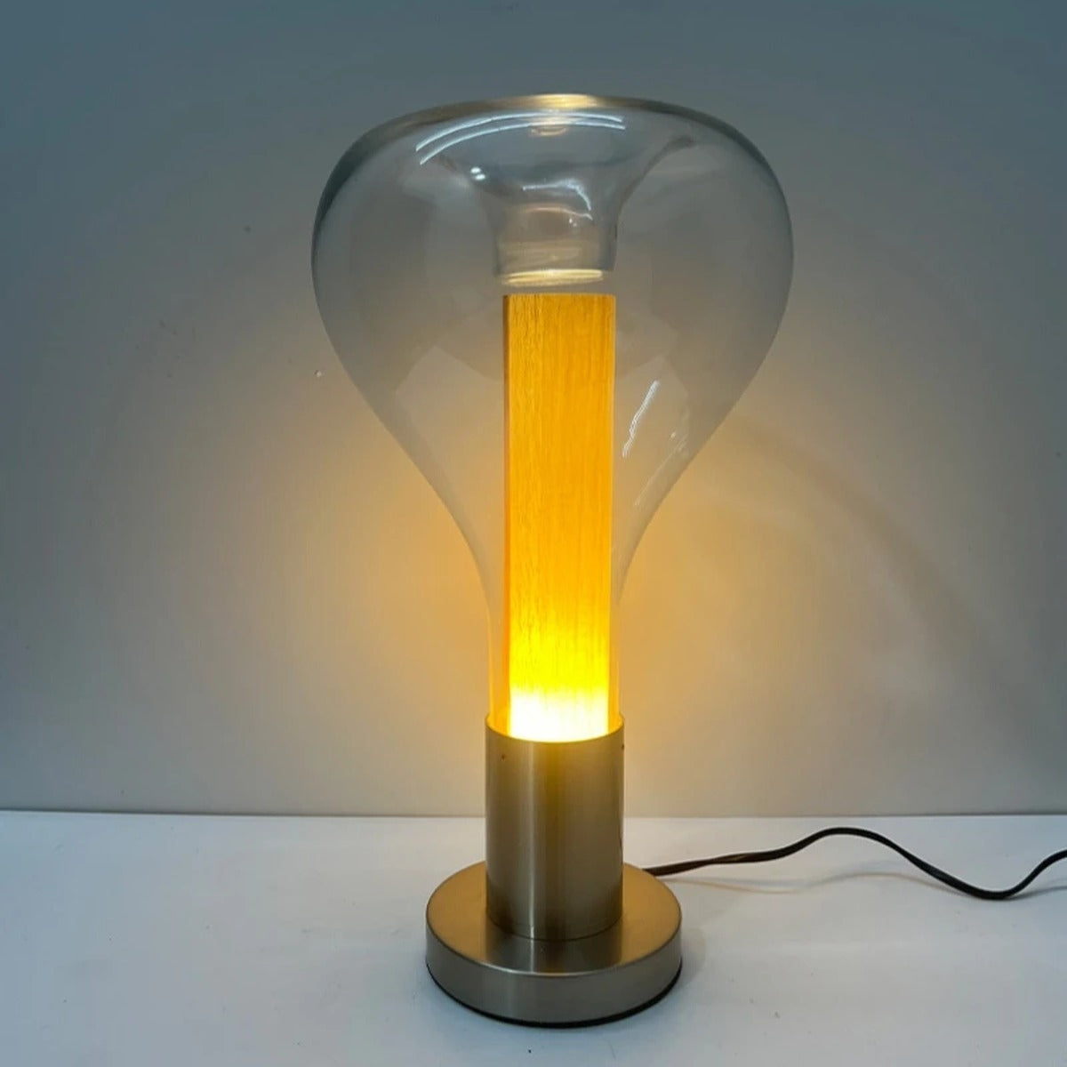 Smoked Glass & Wood Core Teardrop Pendant & Table Lamp – Meridax – Lifestyle View 2
