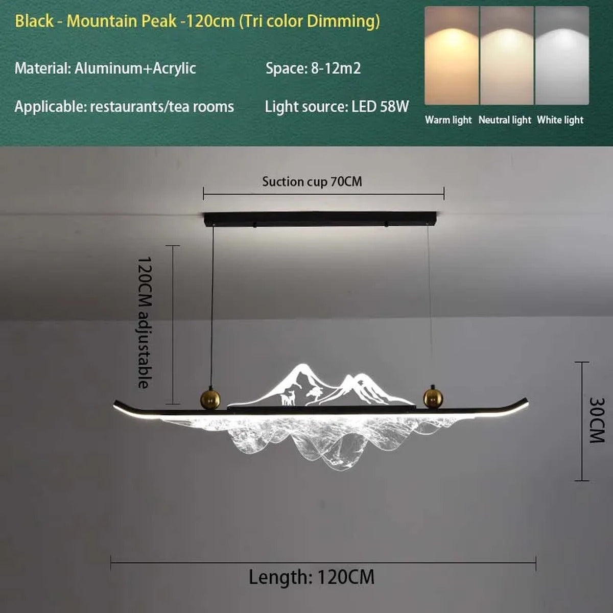 Mountain Landscape LED Linear Pendant – Ievorn – Product Detail 8