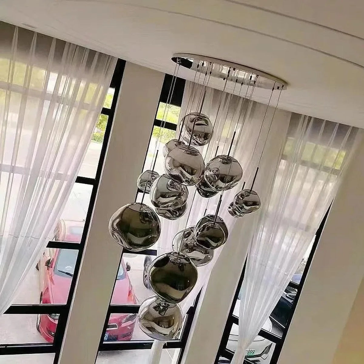 Organic Molten-Form Mirror Pendant Light – Sarvix – Lifestyle Multi-Drop Composition