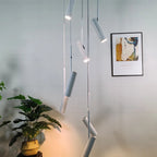 Solerno adjustable multi-head spot pendant — detail view, matte cylindrical heads