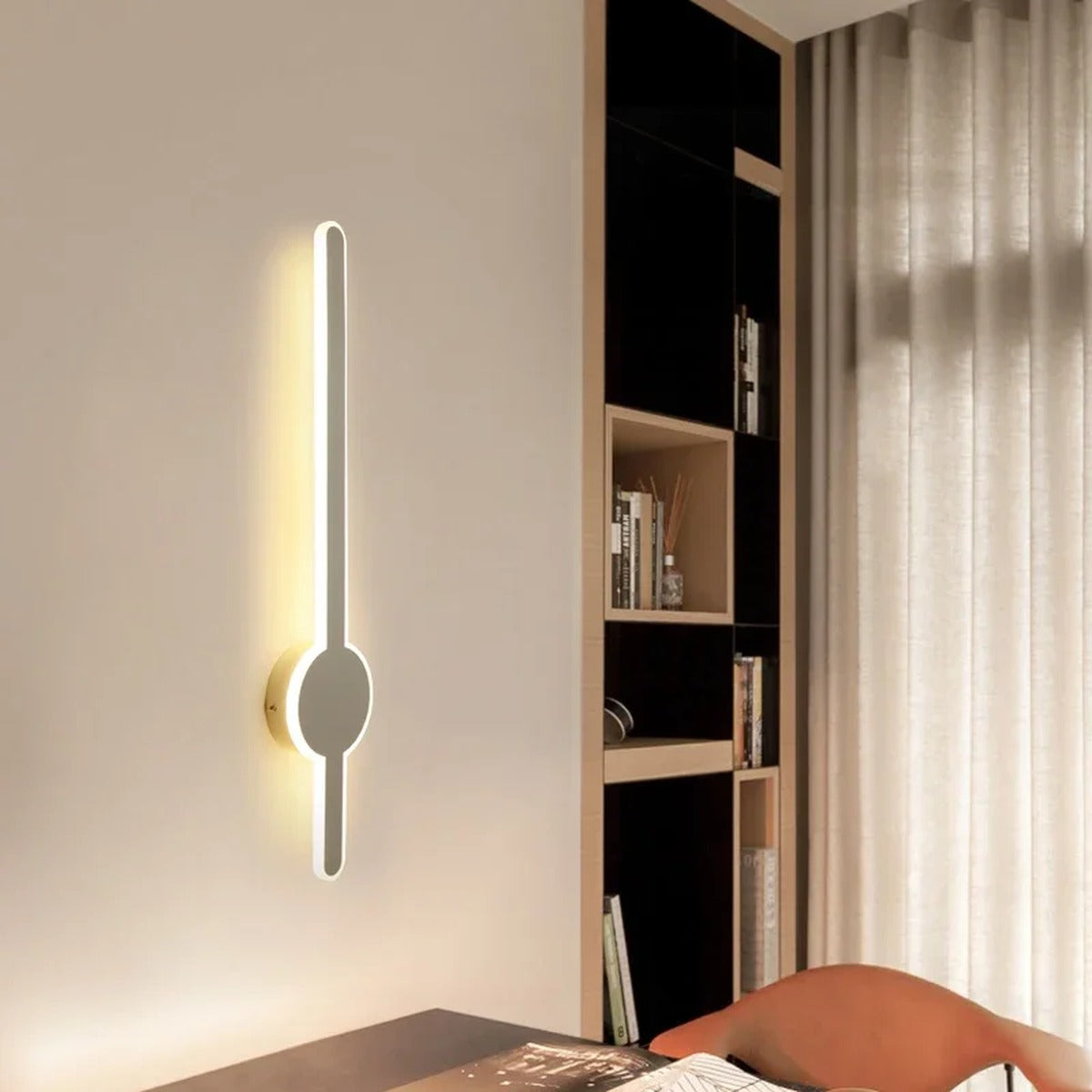 Minimalist Linear LED Wall Sconce – Rvrix – Hammer Style, White Finish, Lifestyle