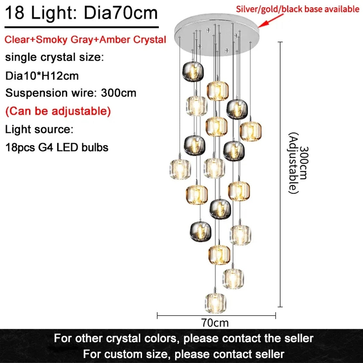 Crystalline Cascade Pendant Light Harvix – Product Detail 12