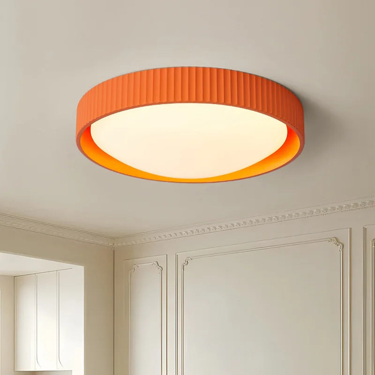 Ribbed Rim Bowl Flush Ceiling Light – Pelrix – Lifestyle View 4