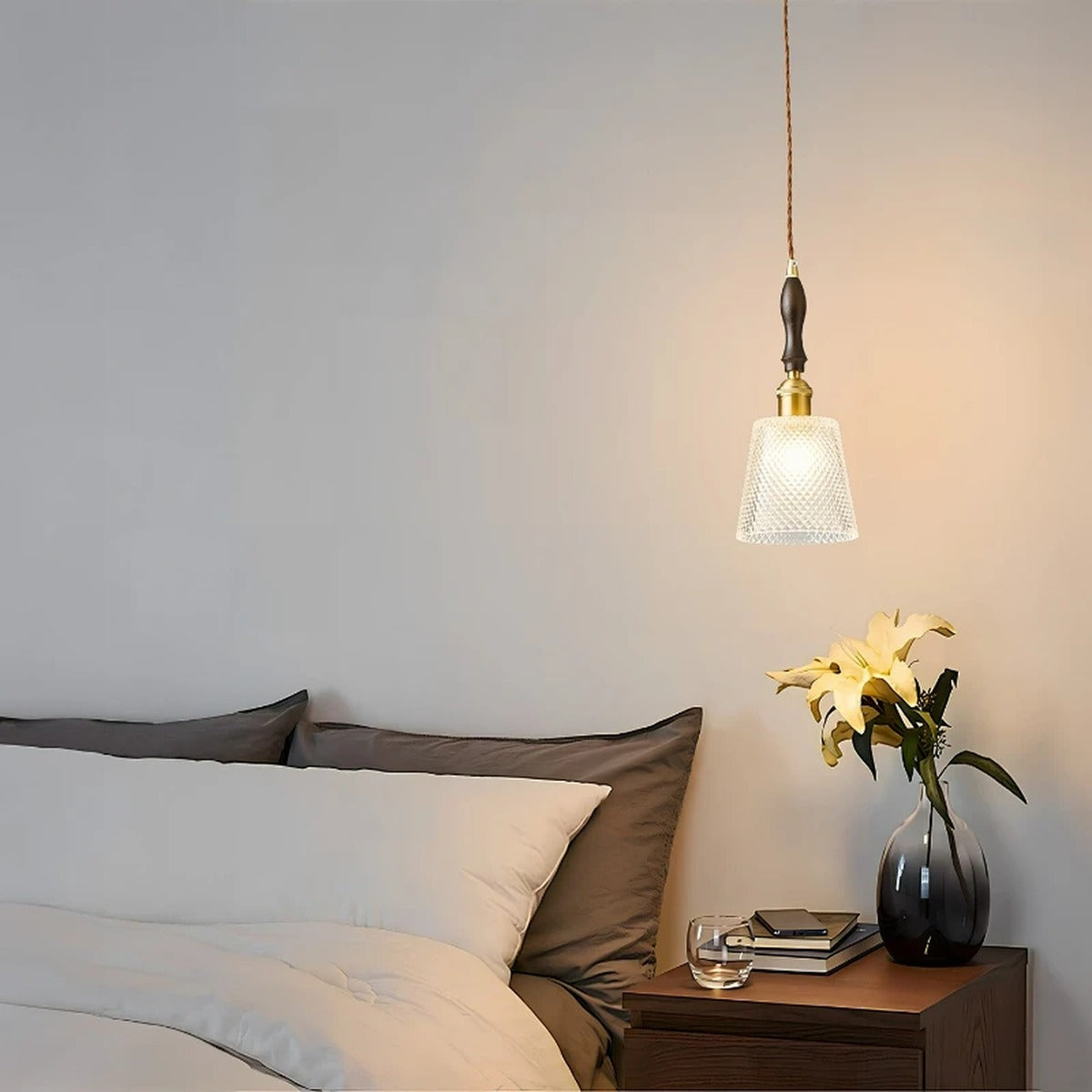 Ruffled Crackle Glass Pendant Light – Helvora – Lifestyle View 2