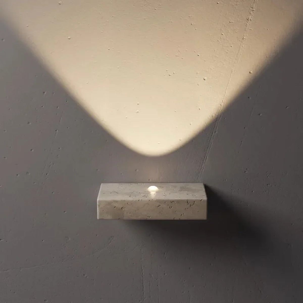 Travertine Stone Uplighter Wall Sconce – Nalvoria – Hero Shot