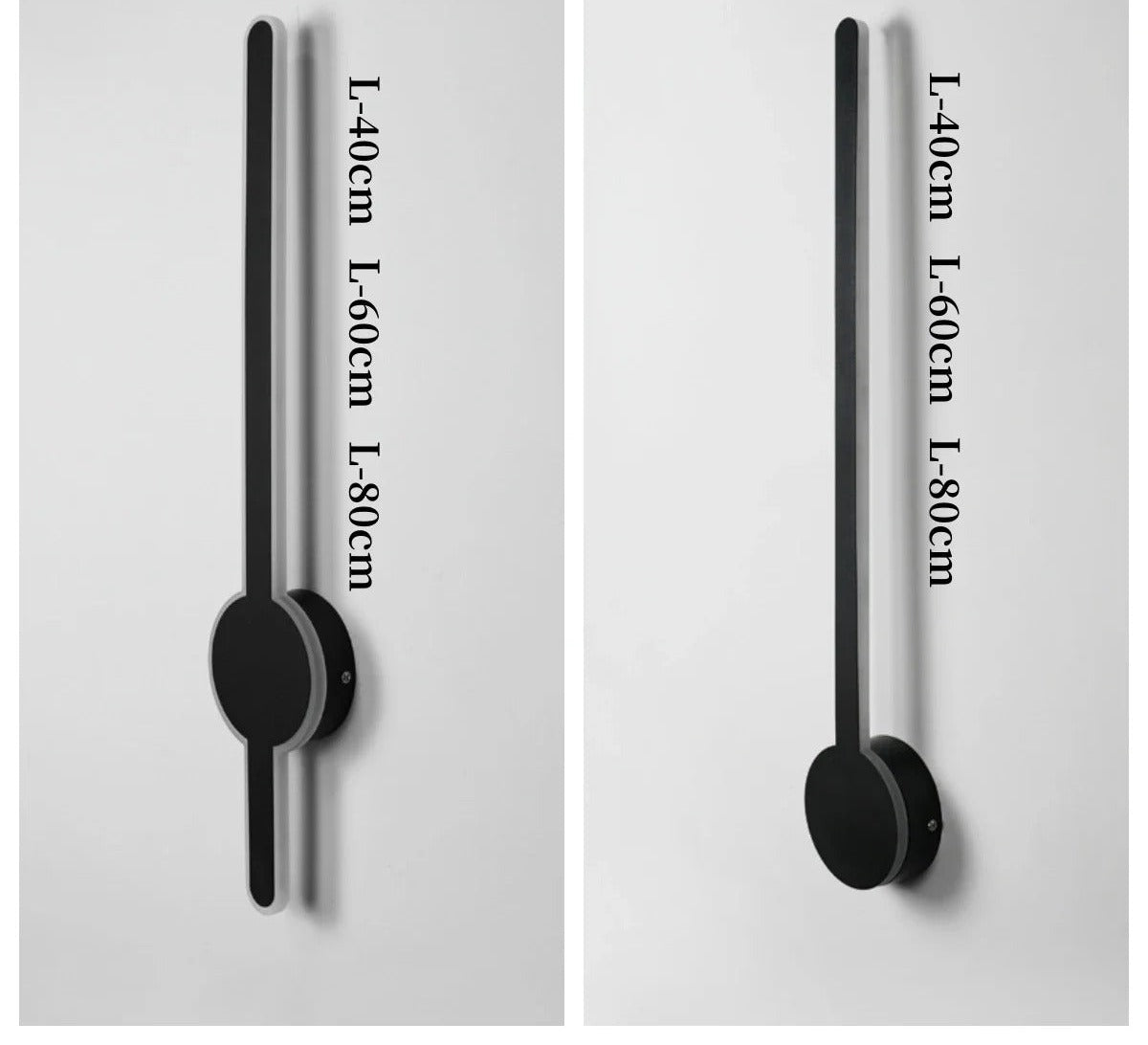 Minimalist Linear LED Wall Sconce – Rvrix – Size Guide, 40cm 60cm 80cm, Hammer and Sword Styles
