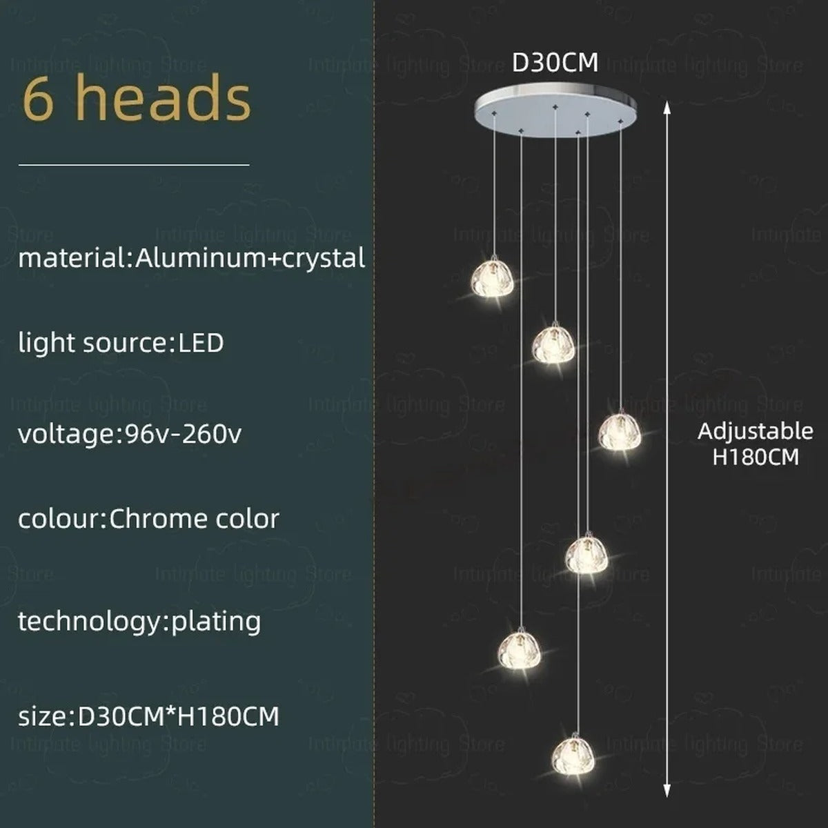 Spiral K9 Crystal Cluster Chandelier Jelvorn – Product Detail 9