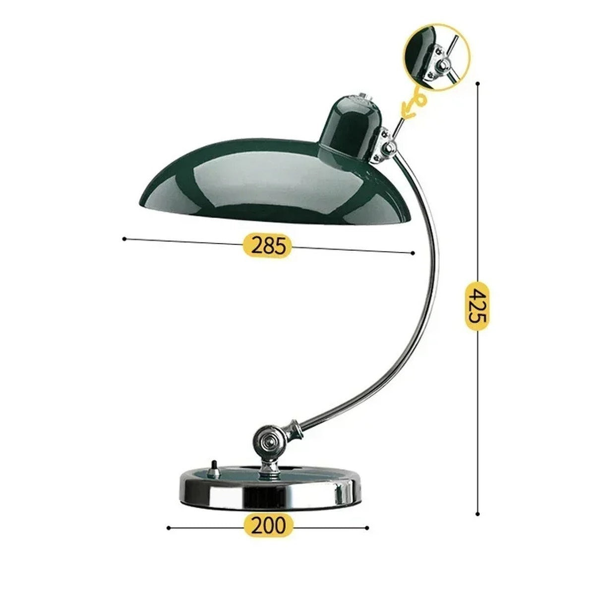 Bauhaus Dome Arc Desk Lamp - Zarlux - Size Guide, Forest Green