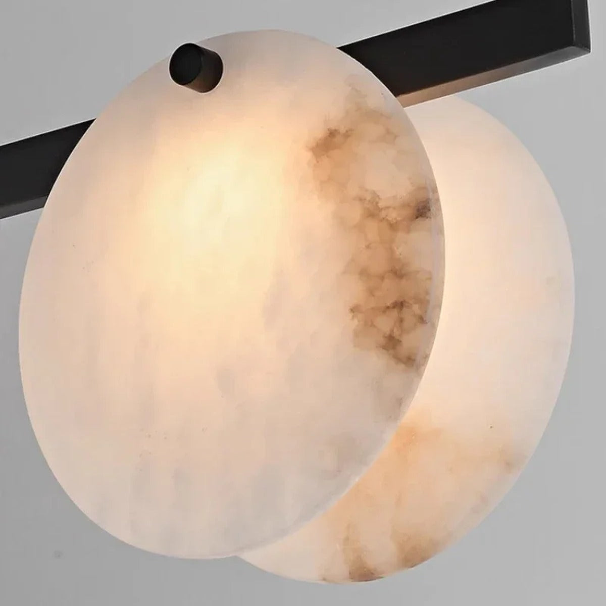Alabaster Disc Linear Chandelier Torivax — detail of alabaster discs