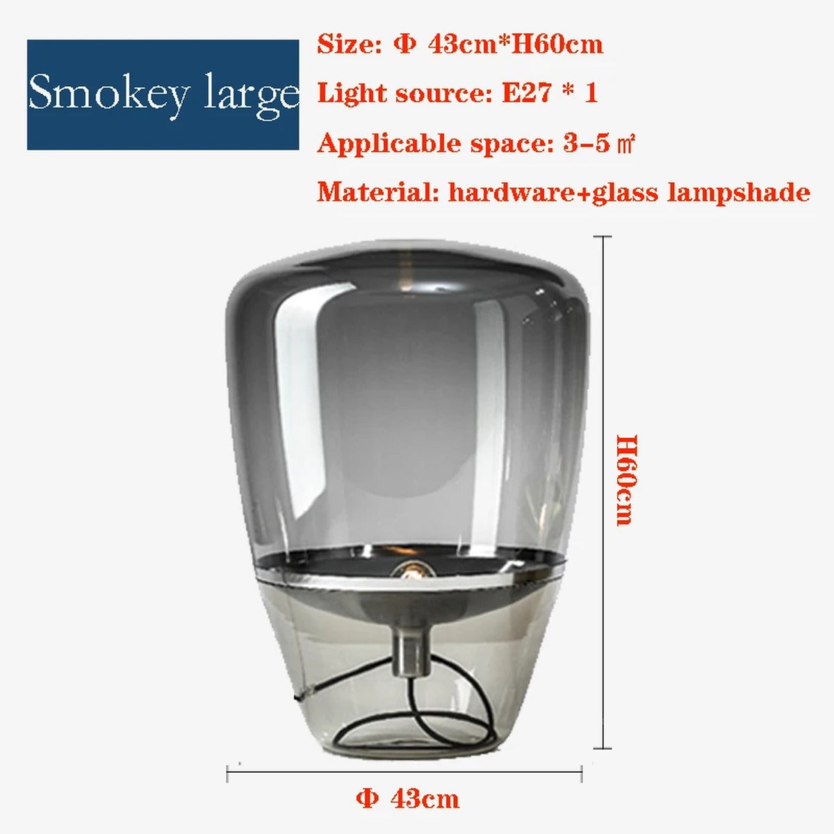 Smoked Glass Tapered Table Lamp Orvelux – Product Detail 15