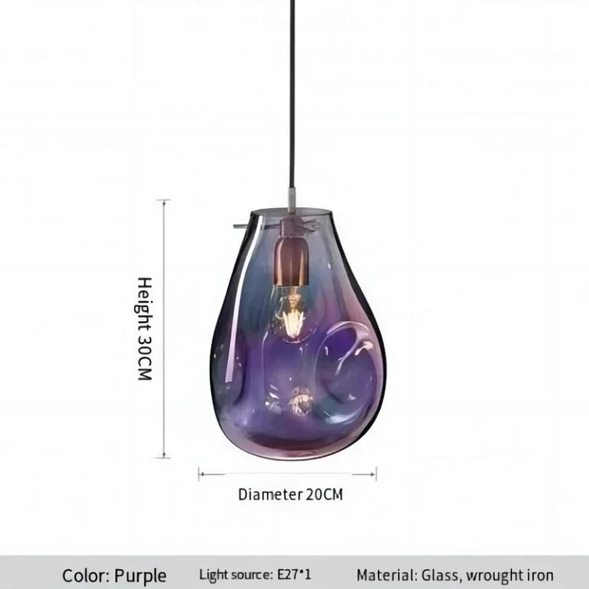 Varvenis Organic Glass Pendant Light – Purple