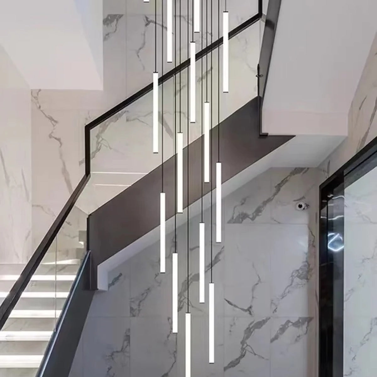 Slim LED Cylinder Tube Pendant Cluster – Graviton – Lifestyle View 2