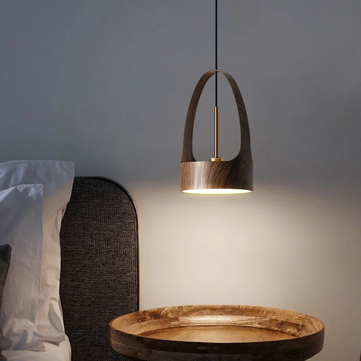 Wood Arch Handle Basket Pendant Light – Alorenth – Lifestyle View 4