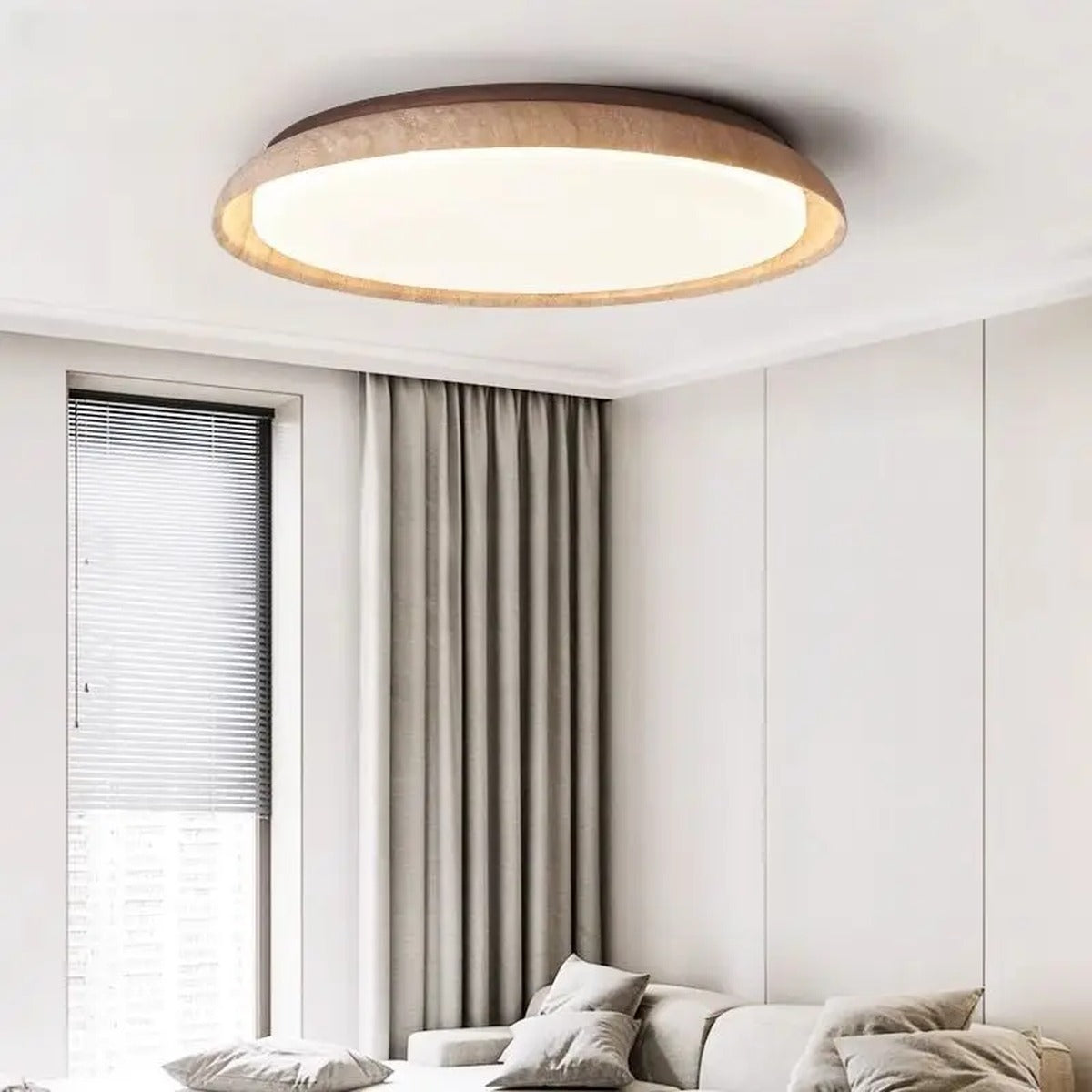 Travertine Ring Flush Ceiling Light – Stillara – Lifestyle View 2
