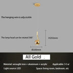 Wevonthal pendant light — Polished Gold finish, dimensions