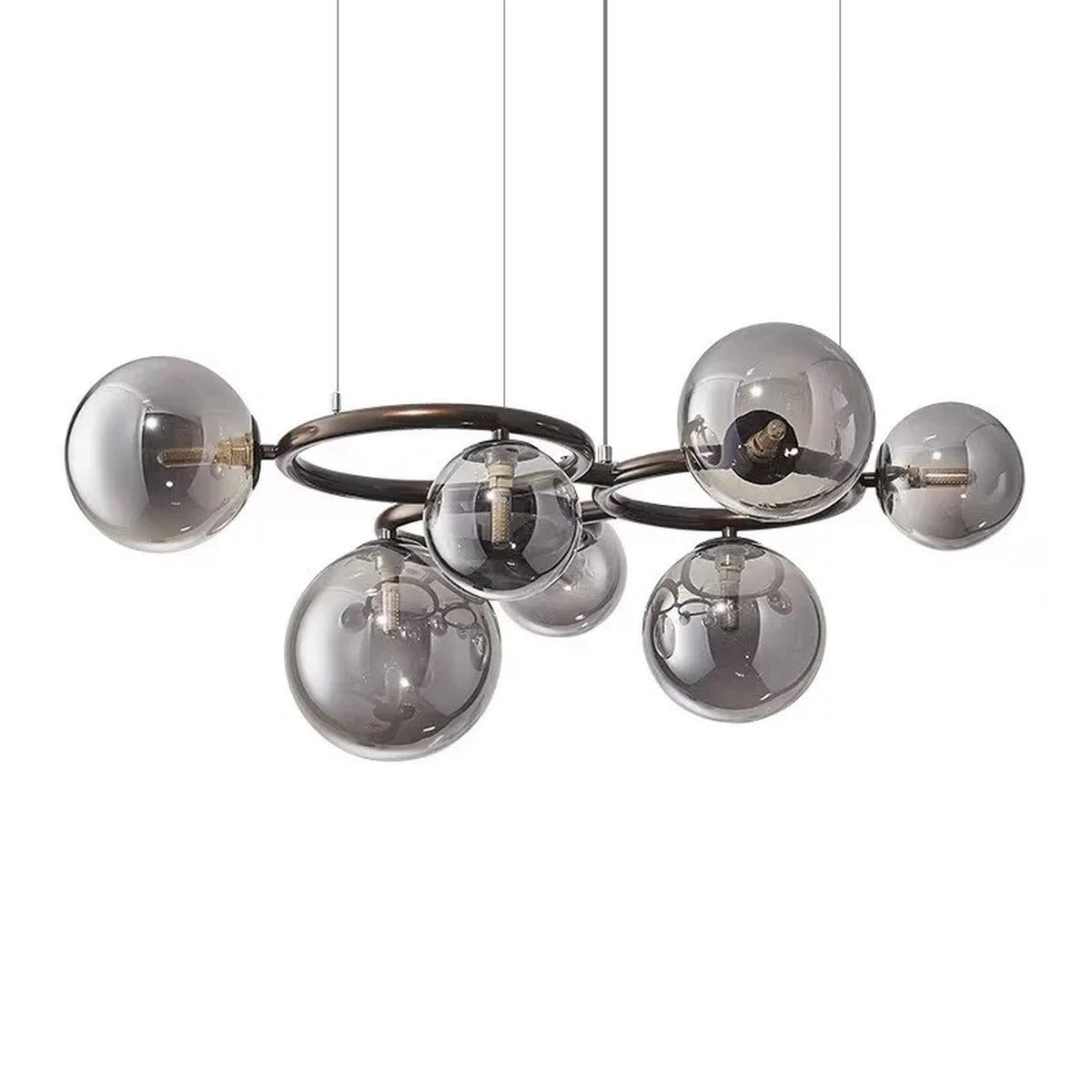 Stellarix Bubble Cluster Chandelier, 7-head smoke grey glass, studio view