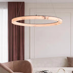 Selion — close-up of the continuous marble-effect ring and integrated LED channel