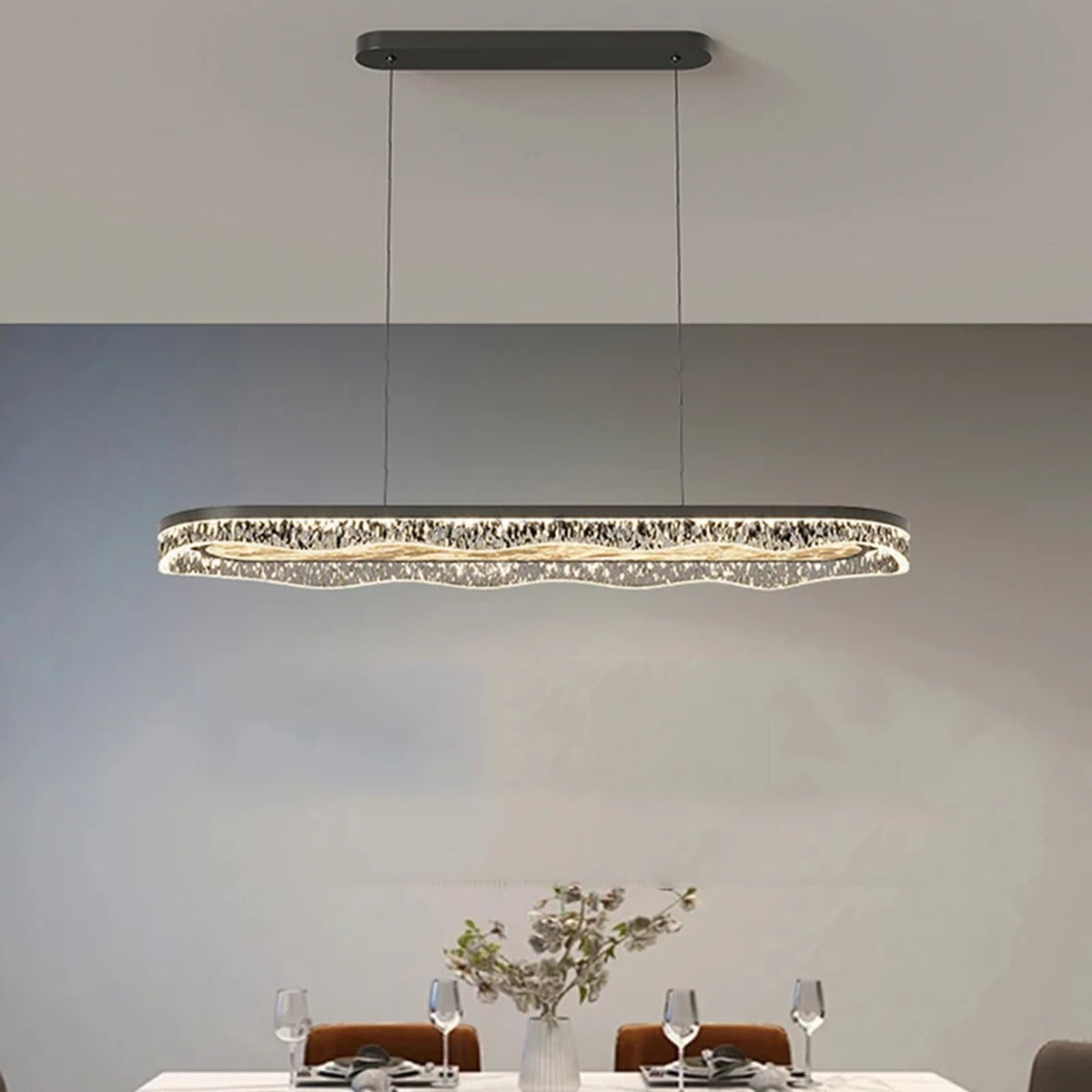 Wave Crystal LED Linear Pendant – Qevantis – Product Detail 5