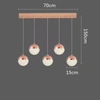 Sand-Textured Crystal Sphere Chandelier Orvenna — 5 Heads Linear Canopy, Rose Gold
