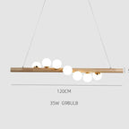 Staggered Glass Orb Wood Beam Chandelier – Orbison – 7-Light Configuration