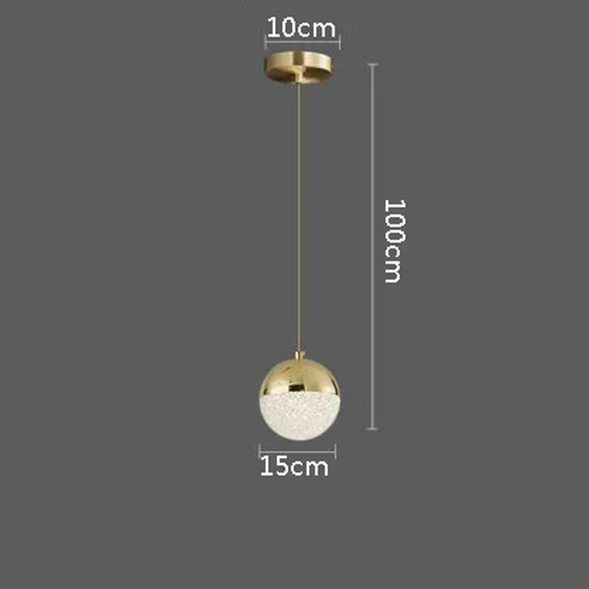 Sand-Textured Crystal Sphere Chandelier Orvenna — 1 Head, Gold