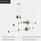 Glass Orb Linear Pendant Light Prismova — Style A — Black, all sizes